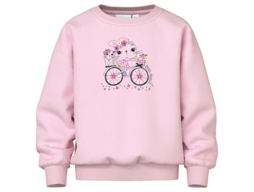 Sweatshirt med kanin der cykler med blomster og kat fra Name It ballerina bike 13241602